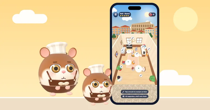 عناصر ملوّنة تُرتَّب في لعبة Hamster Jam، مثال على ألعاب فرز الألوان