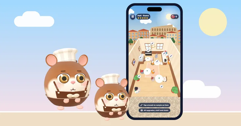 An adult relaxing with the calm Hamster Jam casual puzzle on an iPhone after work