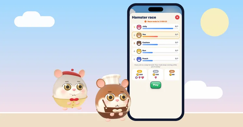 شاشة لعبة Hamster Jam الملونة الواضحة، من ألعاب الهاتف السهلة لكبار السن