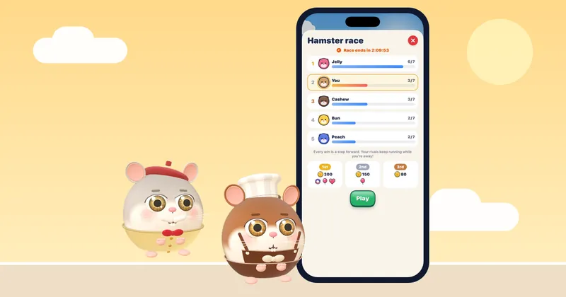 Playing the offline Hamster Jam puzzle on an iPhone, a good game that works without Wi-Fi