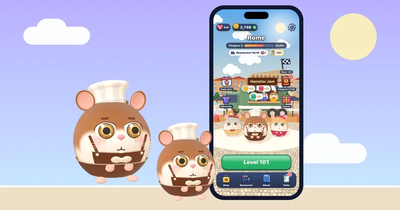 Hamster Jam fashion house where you dress hamster heroes in costumes