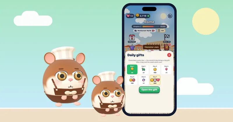 التفكير في حل مستوى صعب من مستويات فرز الطعام في Hamster Jam