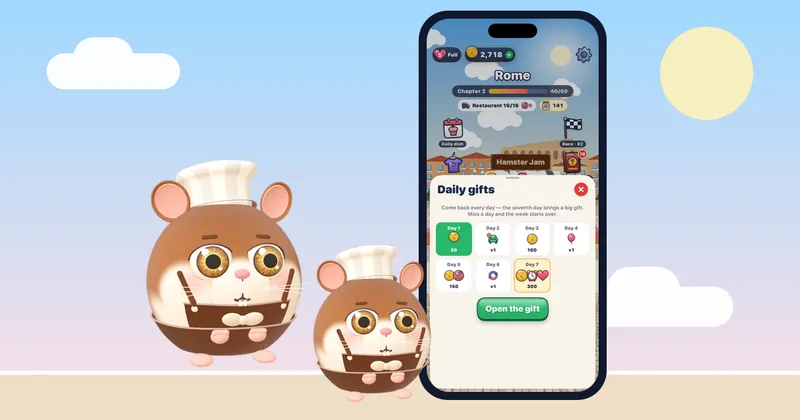 Hamster Jam، لعبة ألغاز مريحة لترتيب الطعام على iPhone، مع هامسترات تنتظر طعامها
