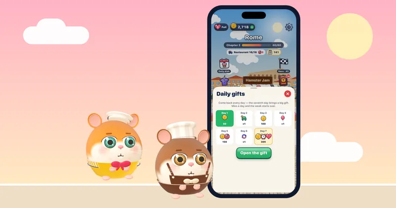 لحظة مُرضية في لعبة الفرز Hamster Jam حين يستقر كل شيء في مكانه
