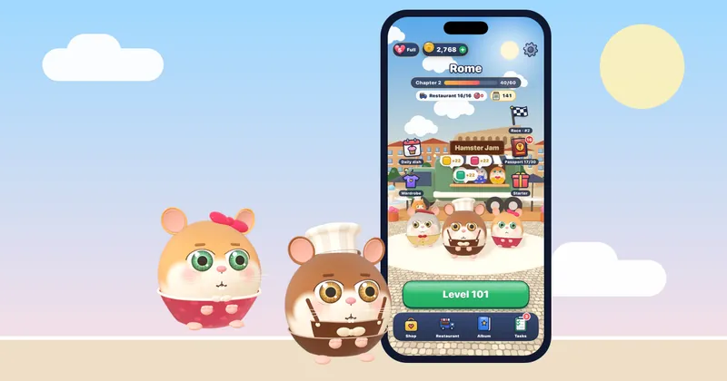 ترتيب العناصر في لعبة الفرز Hamster Jam ووضع كل شيء في مكانه الصحيح